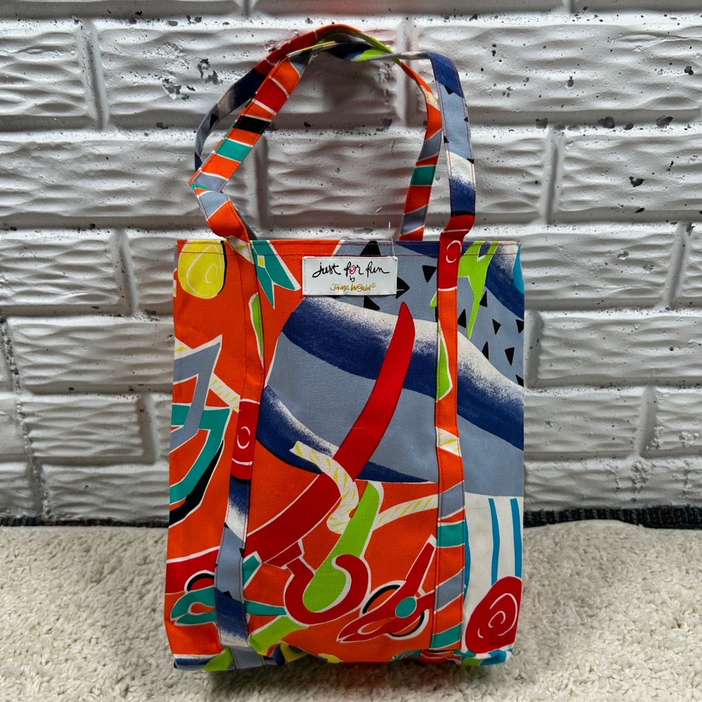 Jams World Tote Bag Multi Color Abstract Geometric Cotton Just for Fun